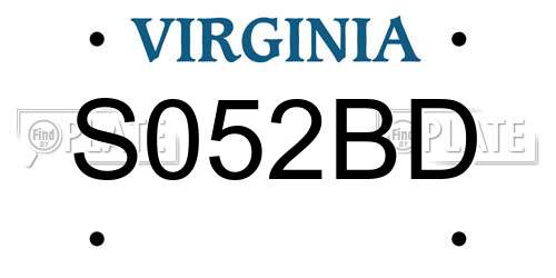 S052BD Virginia License Plate