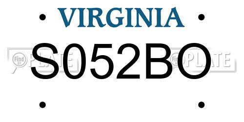 S052BO Virginia License Plate
