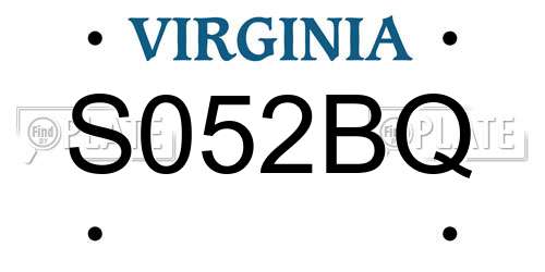 S052BQ Virginia License Plate