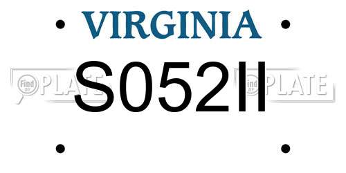 S052II Virginia License Plate
