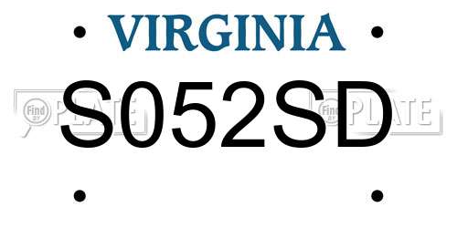 S052SD Virginia License Plate