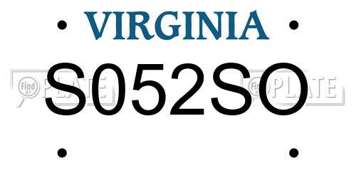 S052SO Virginia License Plate