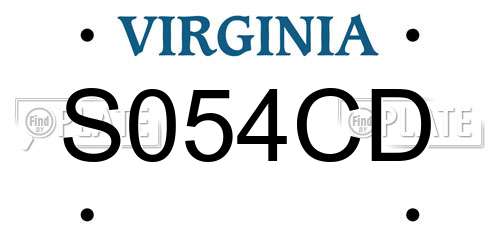 S054CD Virginia License Plate