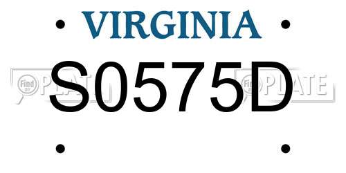 S0575D Virginia License Plate