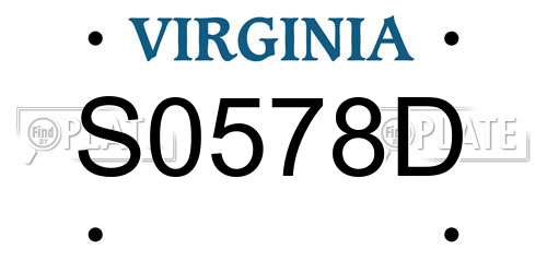 S0578D Virginia License Plate