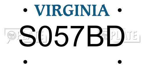 S057BD Virginia License Plate