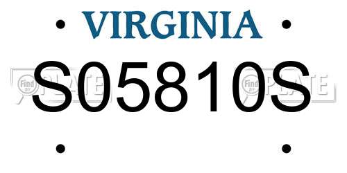 S05810S Virginia License Plate