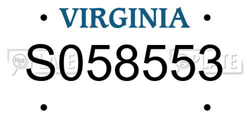 S058553 Virginia License Plate
