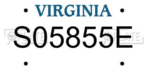S05855E Virginia License Plate
