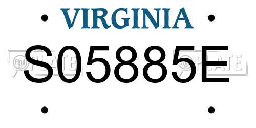 S05885E Virginia License Plate