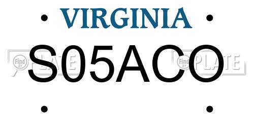 S05ACO Virginia License Plate