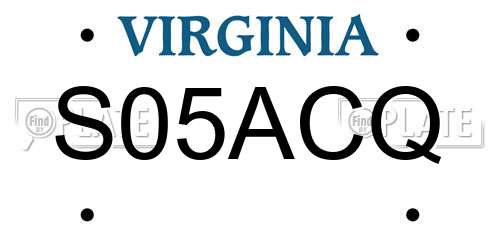 S05ACQ Virginia License Plate