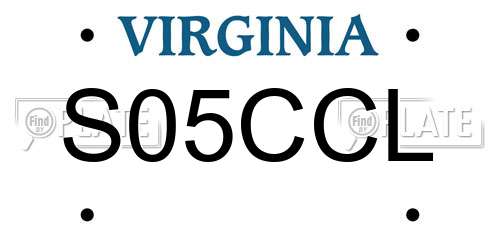 S05CCL Virginia License Plate