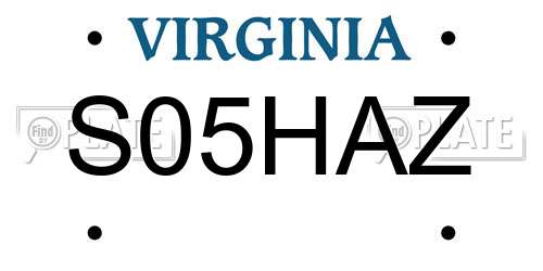 S05HAZ Virginia License Plate