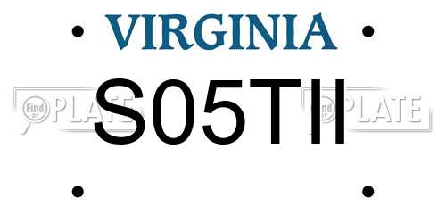 S05TII Virginia License Plate