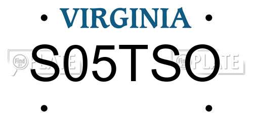 S05TSO Virginia License Plate