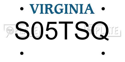S05TSQ Virginia License Plate