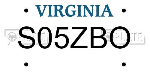S05ZBO Virginia License Plate