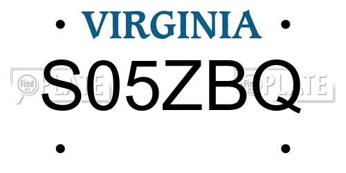 S05ZBQ Virginia License Plate