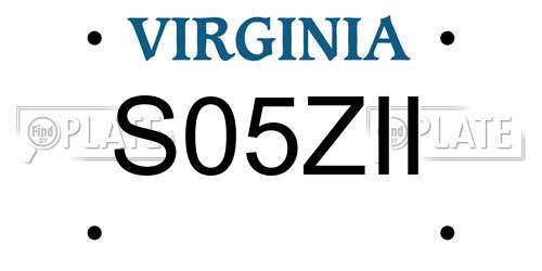 S05ZII Virginia License Plate