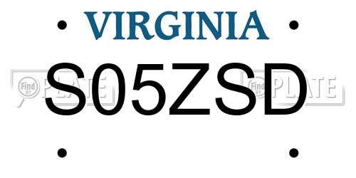 S05ZSD Virginia License Plate