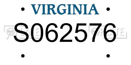 S062576 Virginia License Plate