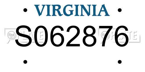 S062876 Virginia License Plate