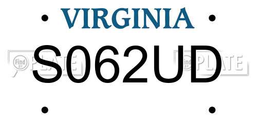 S062UD Virginia License Plate