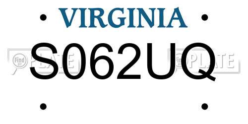 S062UQ Virginia License Plate
