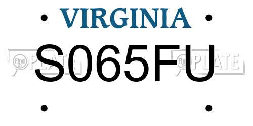S065FU Virginia License Plate
