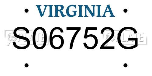 S06752G Virginia License Plate