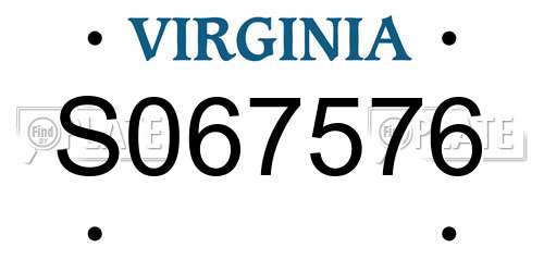 S067576 Virginia License Plate