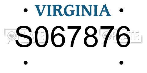 S067876 Virginia License Plate