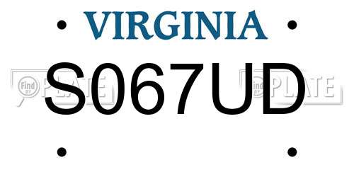 S067UD Virginia License Plate
