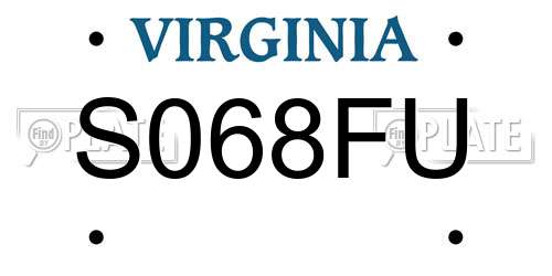 S068FU Virginia License Plate