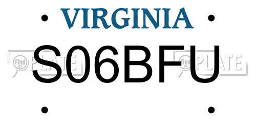 S06BFU Virginia License Plate