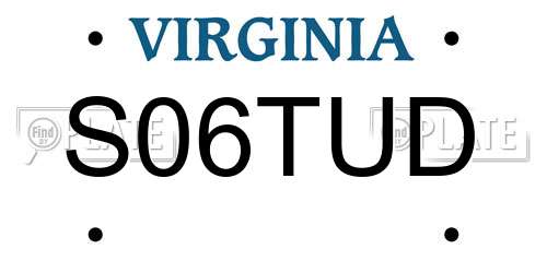 S06TUD Virginia License Plate