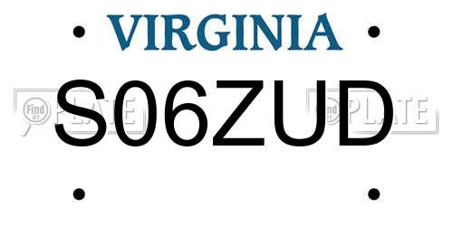S06ZUD Virginia License Plate