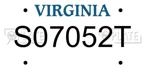 S07052T Virginia License Plate