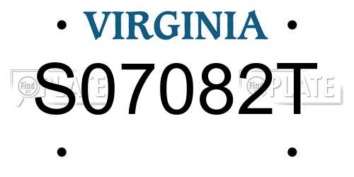 S07082T Virginia License Plate