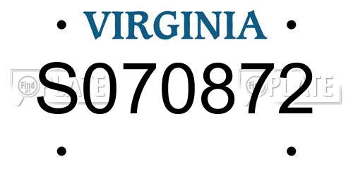 S070872 Virginia License Plate