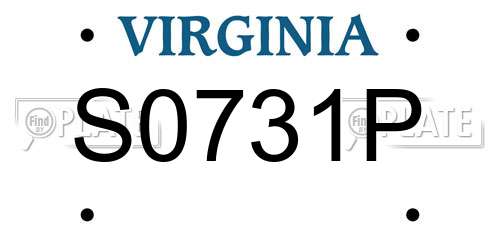 S0731P Virginia License Plate