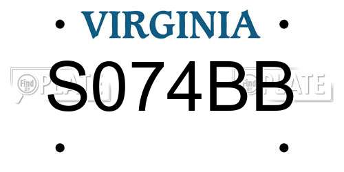 S074BB Virginia License Plate