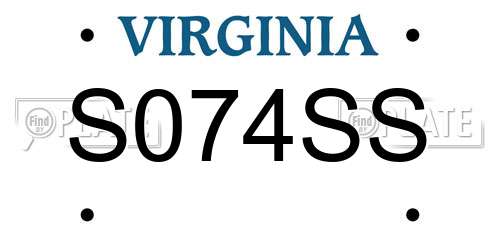 S074SS Virginia License Plate
