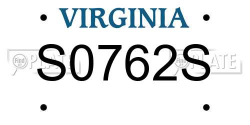 S0762S Virginia License Plate