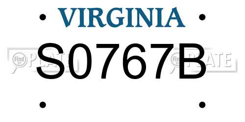 S0767B Virginia License Plate