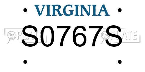 S0767S Virginia License Plate