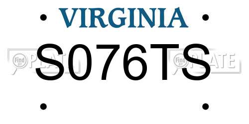 S076TS Virginia License Plate