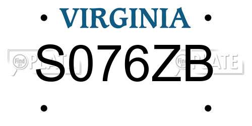 S076ZB Virginia License Plate