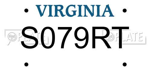 S079RT Virginia License Plate